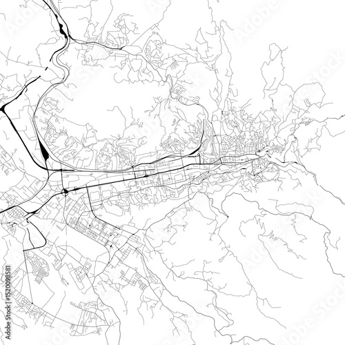 Monochrome city map with road and train network of	Sarajevo, Bosnia and Herzegovina