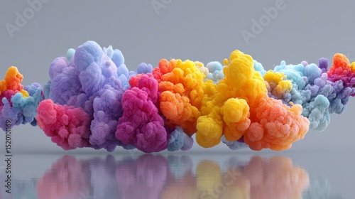 Vibrant abstraction of colorful smoke clouds creating a dynamic visual effect. photo