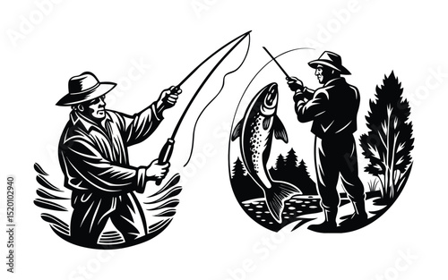 Minimalist Angler Line Drawing
