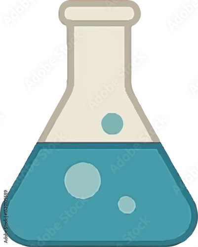 A blue beaker icon, ideal for chemistry experiments and lab designs, crafted in a vibrant flat vector style