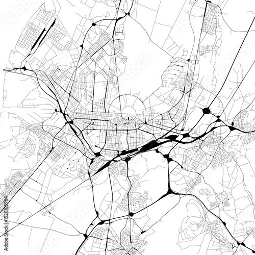 Monochrome city map with transport network of	Karlsruhe, GErmany