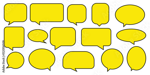 Speech and Thought Bubble Icons Set. Comic Style Outline Vector Collection. dialogue box, speech bubbles. Speak bubble text, cartoon chatting box, message box. Cartoon balloon word design. speak box. 