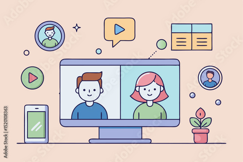 Online meeting, remote communication, workspace connection, work efficiency, virtual communication, work progress, professional development, online collaboration, work management, communication manage
