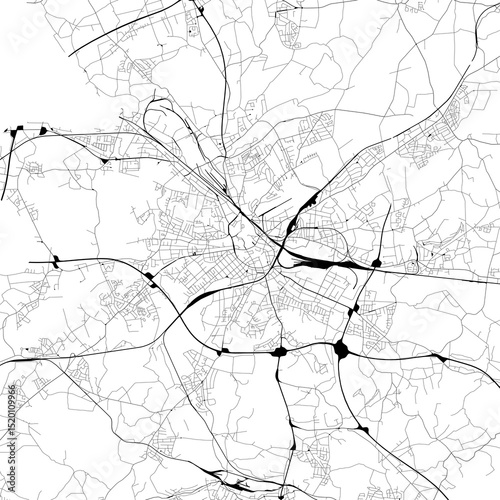 Monochrome city map with road network of	Osnabrück, Germany
