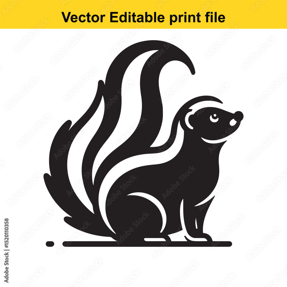 Obraz premium A black and white vector illustration of a skunk, perfect for printing