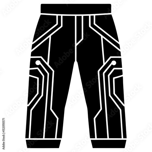 Techwear Pants with Neon Circuit Design – Vector on White