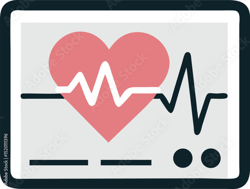 Medical Cardiogram Icon Design Featuring Heartbeat Rhythm for Healthcare Diagnosis and Wellness Applications in a Modern Vector Style Illustration