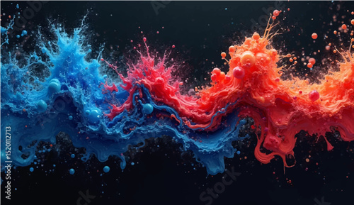 Abstract fiery red and yellow paint splashes evoking burning energy and light