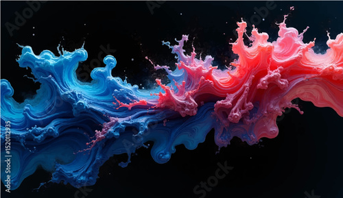Red fire paint splashes, a hot liquid ink art illustration