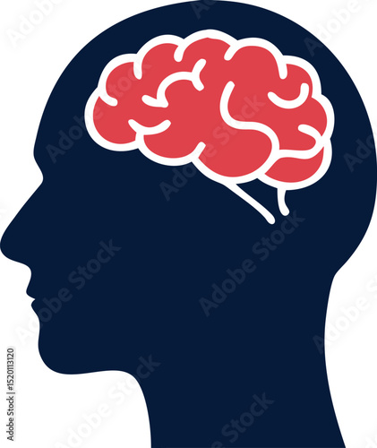 Silhouette of a Human Head with Brain A Conceptual Illustration of Mental Health Intelligence and Cognitive Function in Abstract Design