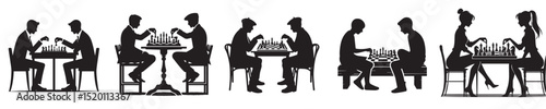 vector silhouette of a chess player