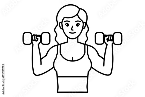 Woman lifting dumbbells isolated on white background