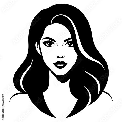 Woman with long wavy hair isolated on white background