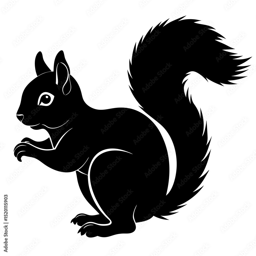Black squirrel isolated on white background