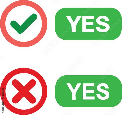 Green Checkmark and Red Cross Brush Stroke Signs for Approval and Rejection Vector Illustration of Correct and Incorrect Symbols