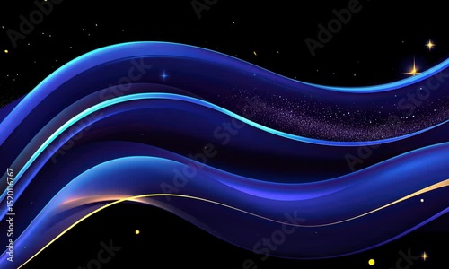 Abstract blue and gold wavy design