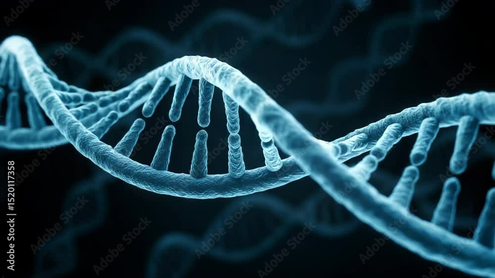 Blue illuminated DNA strand floating in a scientific digital space, ideal for topics involving genetic coding, medical breakthroughs, personalized medicine, and synthetic biology within advanced life 