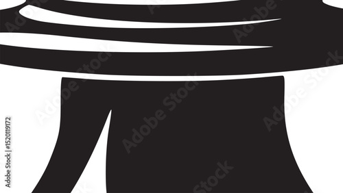 A stylized black chess knight piece isolated on a white background with a minimalist design approach