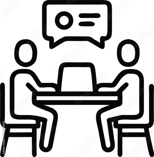 Simple Icon Design of a Laptop on a Desk for an Interview or Workplace Setting Easy to Edit