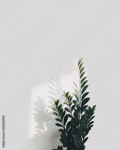 Minimalist Plant Against White Wall