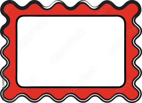 Red Wavy Frame Design Illustration With White Blank Background