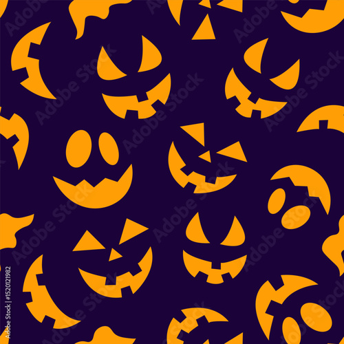 Creepy faces seamless background. Vector illustration