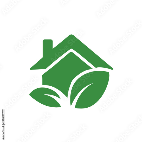 Home and Leaf Combine Logo Design Vector,