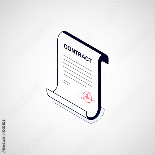 Document icon vector, Contract document icon, Agreement sign symbol