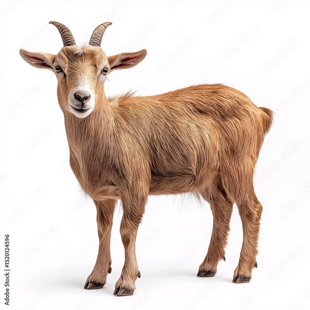 Obraz premium Adorable Young Goat on a Sunny Farm. Explore Rural Animal Photography, Livestock Care, and Sustainable Farming