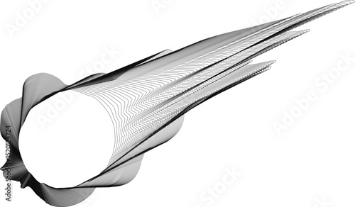 Radial figure with a hollow center and outward rays varying in direction, suggesting motion or force.