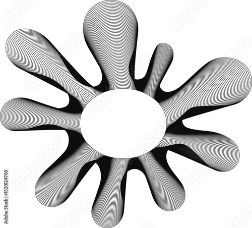 Form with rough, blooming radial shapes emerging from a central circle, with a gritty textured appearance.