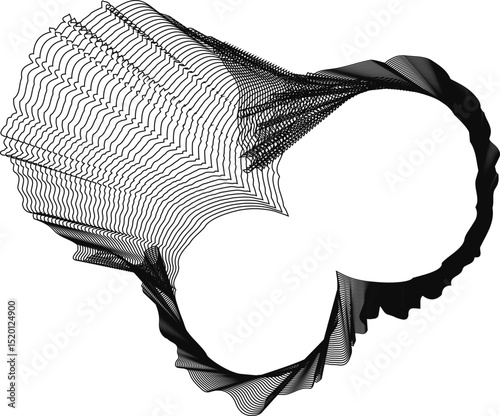 Circular element with dotted extensions forming a heart-like shape and a central open area.