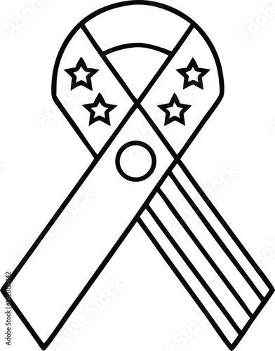 patriotic ribbon ribbon award outline style