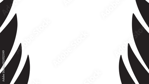 A graphic black dragon head with sharp teeth and horns on a white background in a simplistic style