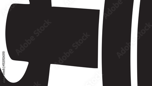 A black and white electric guitar with a white pickguard and a black body on a white background photo