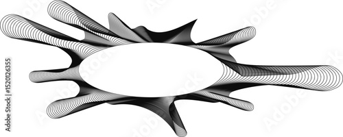 Form featuring horizontal streak-like rays emerging from a hollow center across a flat radial span.