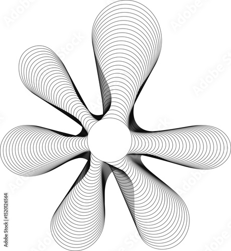 Compact circle with minimal radial rays extending evenly from the center in a structured circular form.