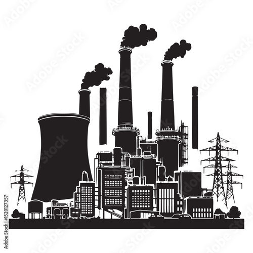 silhouette of industrial factory