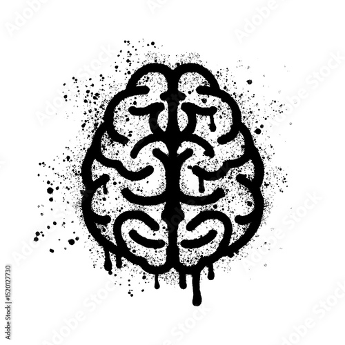 Hand drawn brain in graffiti style