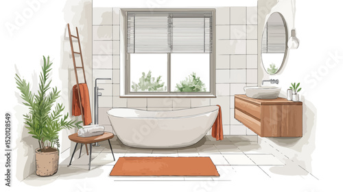Modern Bathroom Plans Vector Art Illustration for Interior Design Projects