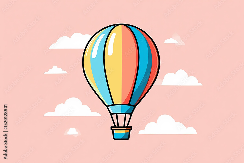 Fototapeta premium Cartoon Hot Air Balloon Illustration – 2D Vector