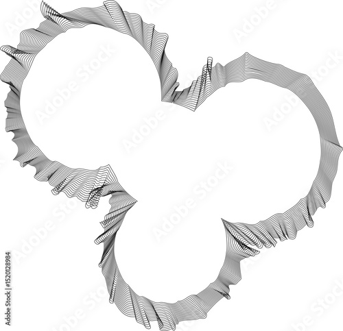 Hollow circle with staggered concentric radial rays forming circular patterns with fine organic lines and layered textures in symmetrical radial design.