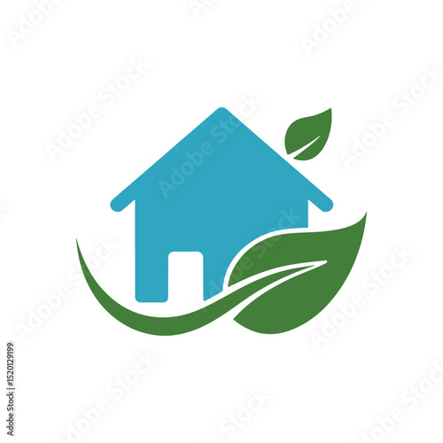 Home and Leaf Combine Logo Design Vector,