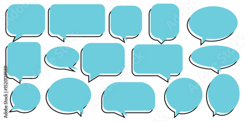 Speech and Thought Bubble Icons Set. Comic Style Outline Vector Collection. dialogue box, speech bubbles. Speak bubble text, cartoon chatting box, message box. Cartoon balloon word design. speak box. 