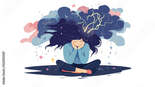 Psychology Conceptual Illustration for Understanding Anxiety and Coping Strategies