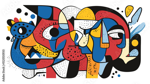 Cubist Doodle Vector Art Illustration for Design Inspiration