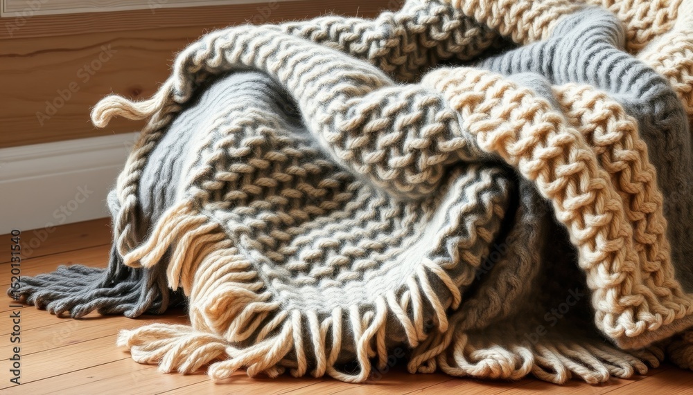 Obraz premium chunky wool textiles, oversized throw blankets