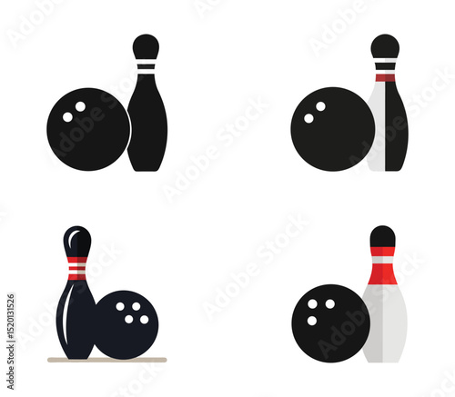 bowling ball and pins vector and bowling ball and pins and Bowling strike icon. Realistic illustration of bowling strike vector icon.