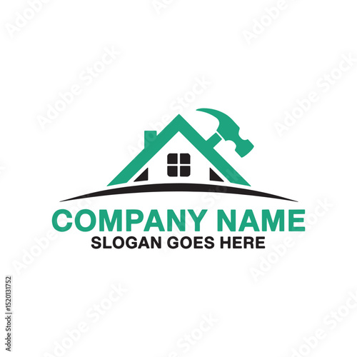 Home Repair Logo Design Vector, Real Estate Repair Logo Design,