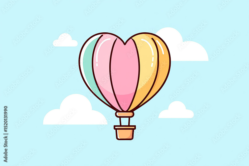 Fototapeta premium Cartoon Hot Air Balloon Illustration – 2D Vector 